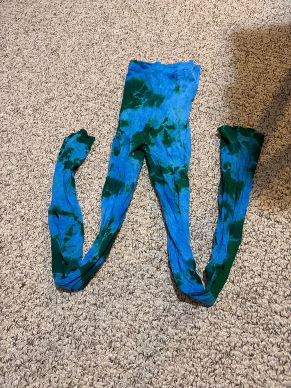 Blue and Green Tie-Dye Tights